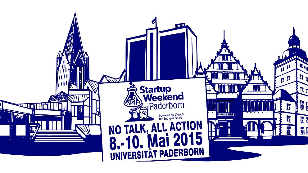 Foto (TecUP, Universität Paderborn): Das Logo des Startup Weekends zeigt die Paderborner Skyline.