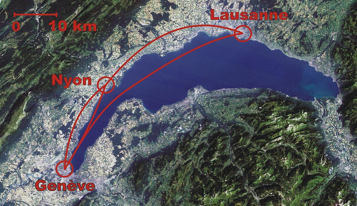 Foto: Die Quantenkryptographiestrecke Genf-Lausanne aus dem Jahre 2002.
