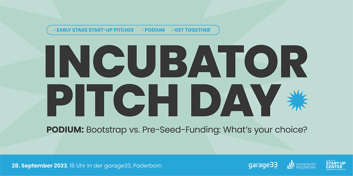 Event banner of the "Incubator Pitch Day" of garage33.