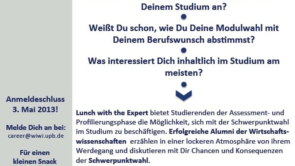 Plakat: “Lunch with the Expert 2013”