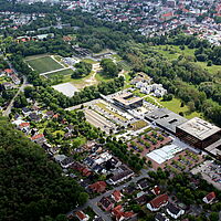 Luftbild Zukunftsmeile der Universität Paderborn und Padersee, 15. Juni 2013 (Ansicht von Norden)