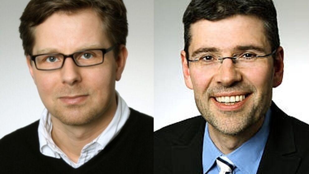 Fotos: (v. l.) Prof. Dr.-Ing. Guido Grundmeier und Prof. Dr.-Ing. Hans-Joachim Schmid