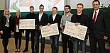 Foto (Universität Paderborn): Die Preisverleihung des FERCHAU-Förderpreises 2013 (v. l.): Julia Römermann (Ferchau), Stefanie Bäumer (Ferchau), Reinhard Schemmel, Fabian Schmitz, Frank Haverkamp, Paul Kajdewicz, Alexander Stamm und Jens Husemann (Ferc