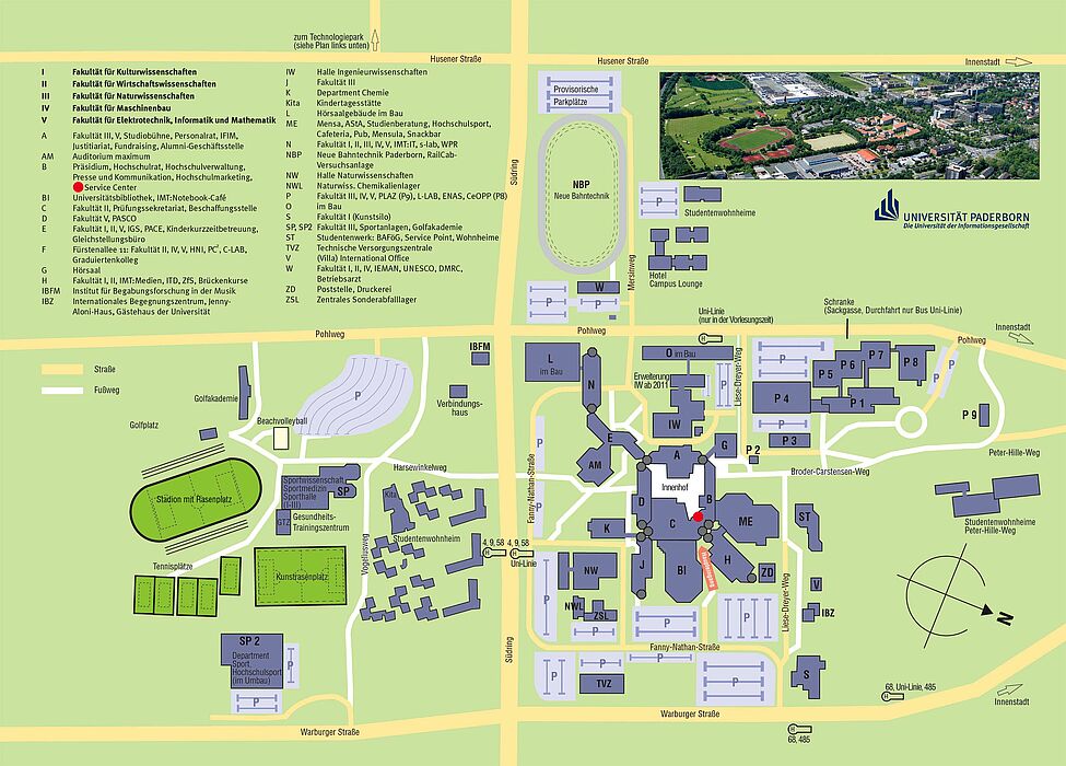 Abbildung: Lageplan der Universität Paderborn