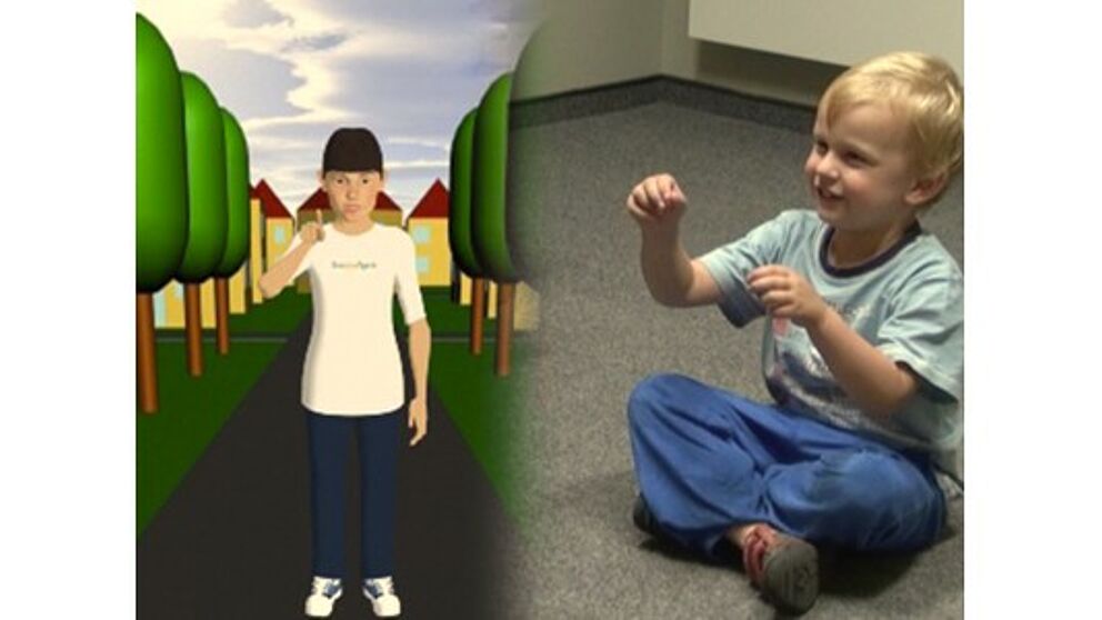 Foto (CITEC/Universität Bielefeld): Ein Modell soll zeigen, wie Kinder Gesten beim Sprechen einsetzen.