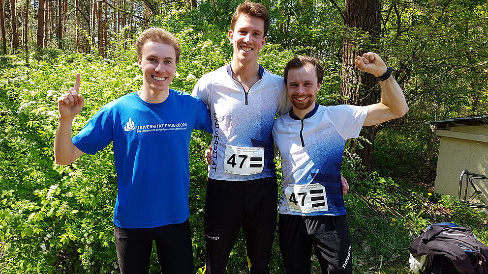 Foto (Universität Paderborn): Die drei Staffelsieger der Uni Paderborn.