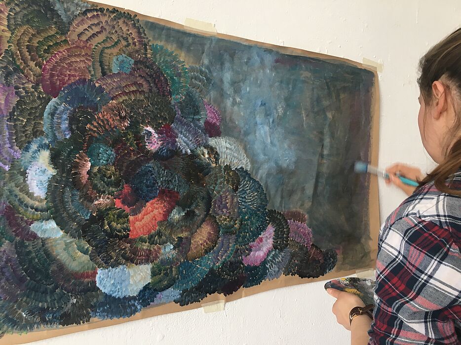 Foto: Lilian Anastasia, Montanarchäologie, Acryl auf Papier (A4). Copyright: Jutta Ströter-Bender