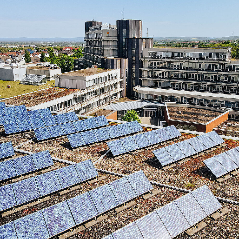 Solar panels on the roofs of Paderborn University.
