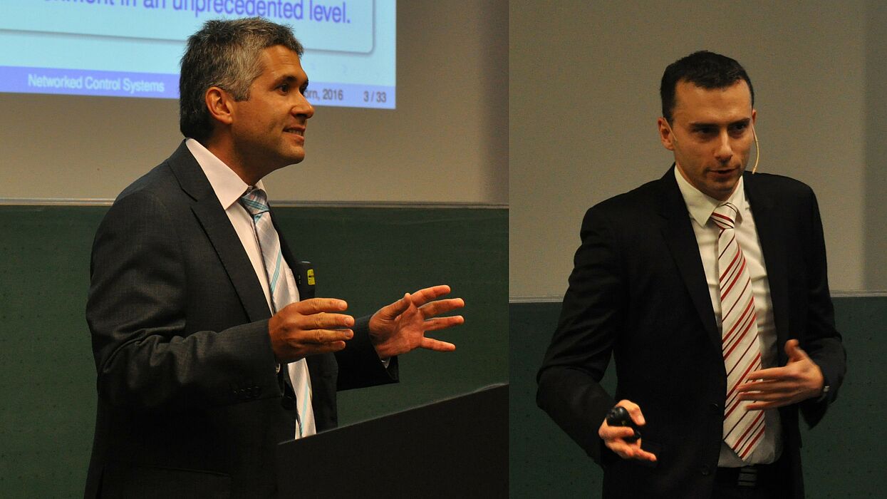 Foto (Universität Paderborn): Professor Dr. Daniel Quevedo (l.) und Professor Dr. Mathias Hattermann (r.).