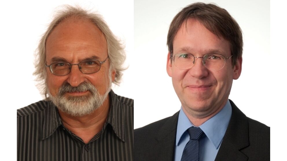 Foto (Universität Paderborn): Prof. Dr. Rolf Biehler und Prof. Dr. Carsten Schulte von der Universität Paderborn.