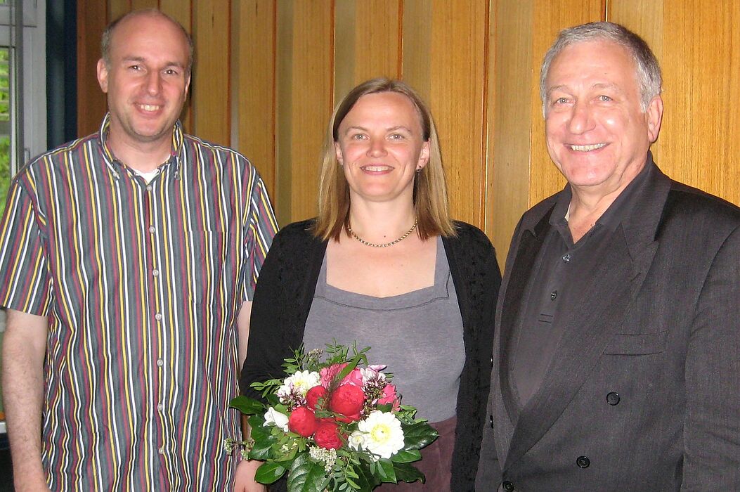 Abbildung: Die neue Prodekanin Mathematik, Prof. Dr. Andrea Walther, Dekan Prof. Dr. Jürgen Klüners (li.) und Geschäftsführer Dr. Michael Laska.