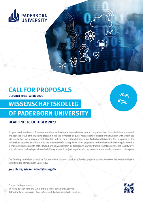 Poster of the Wissenschaftskolleg of Paderborn University