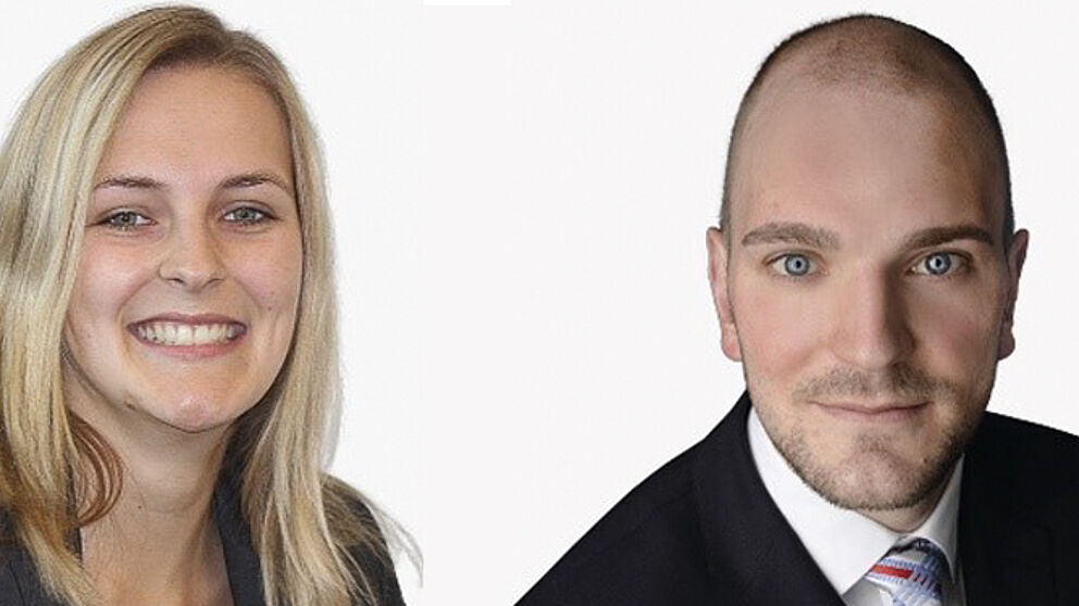 Foto (hkp/// group): Catharina Kohnen und Hannes Klingenberg von der hkp/// group stellen am 12. Juli zum Thema „Vergütungsprojekte in der Praxis – der Fall Formel Glass“ ihre Erkenntnisse aus Sicht einer Unternehmensberatung in der Universität Paderborn vor.