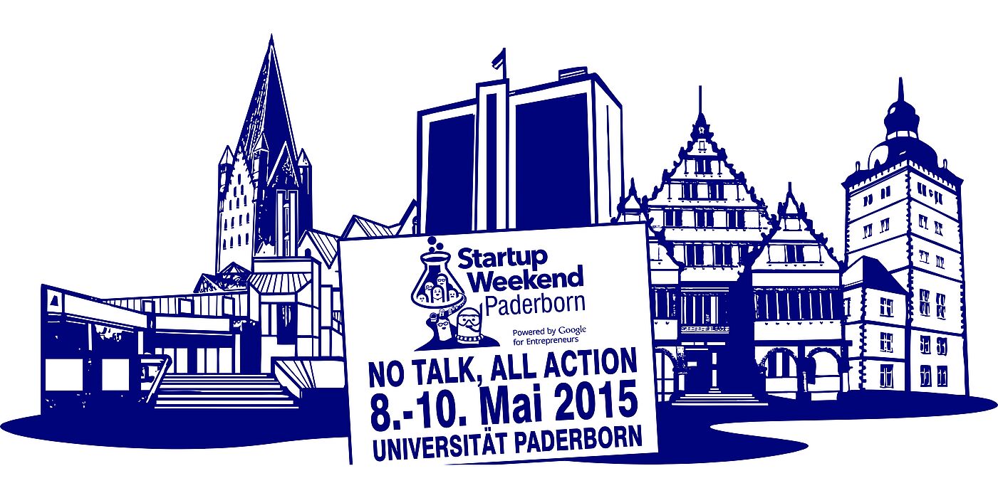 Foto (TecUP, Universität Paderborn): Das Logo des Startup Weekends zeigt die Paderborner Skyline.