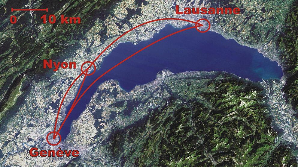 Foto: Die Quantenkryptographiestrecke Genf-Lausanne aus dem Jahre 2002.