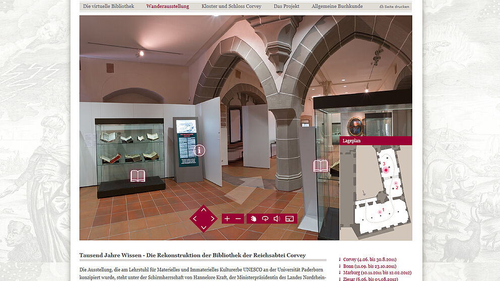Abbildung (Sisters of Design und Lenz KD, Halle, Saale): Internetplattform „Nova Corbeia – Die virtuelle Bibliothek Corvey“.