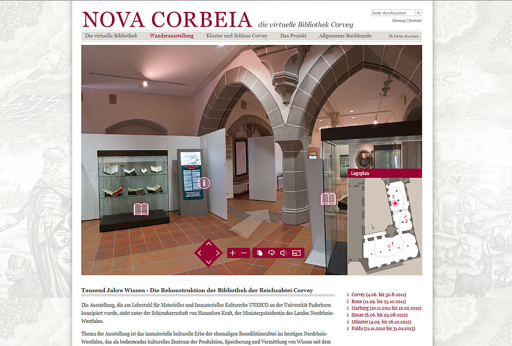 Abbildung (Sisters of Design und Lenz KD, Halle, Saale): Internetplattform „Nova Corbeia – Die virtuelle Bibliothek Corvey“.