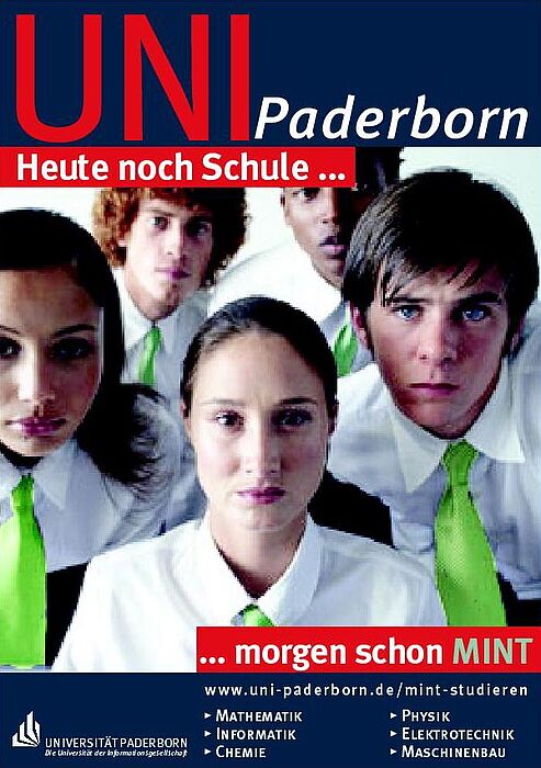 Foto (Ramona Wiesner): „Heute noch Schule, morgen schon MINT“ – unter diesem Motto entwickelte die Universität Paderborn drei Plakatmotive.