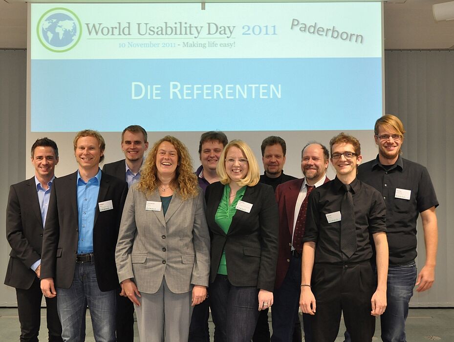 Foto (C-LAB): Die Referenten des ersten World Usability Days in Paderborn.