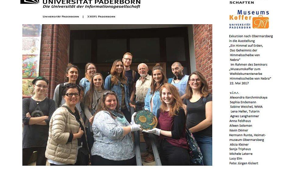 Exkursion nach Obermarsberg in die Ausstellung „Ein Himmel auf Erden, Das Geheimnis der Himmelsscheibe von Nebra“