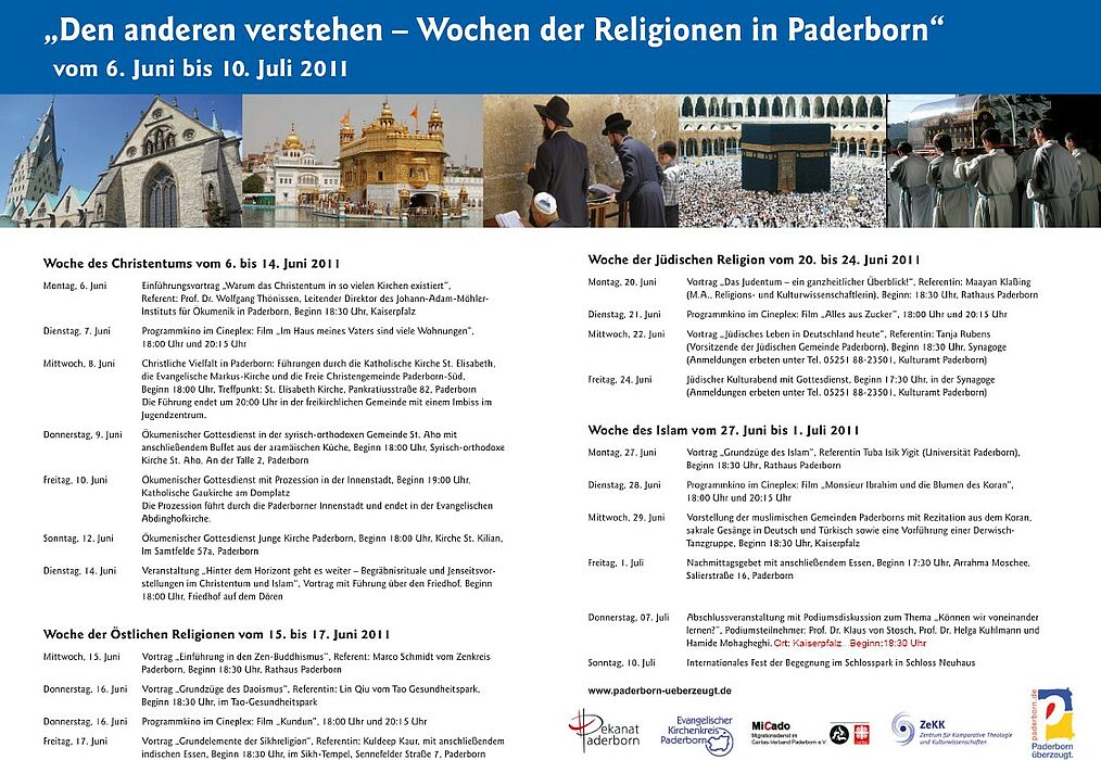 Abbildung: Handzettel zu den Wochen der Religionen