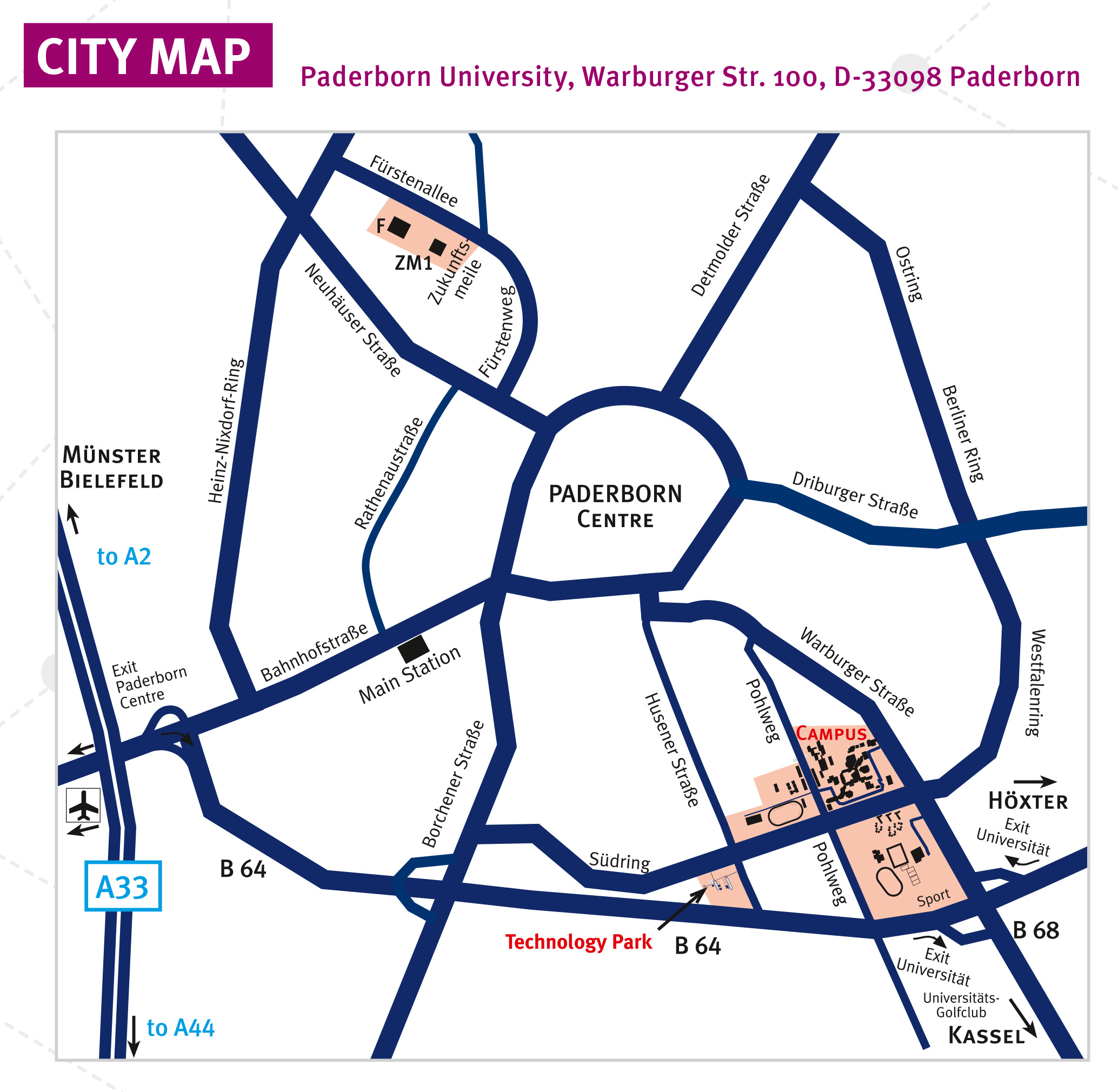 Universität Paderborn - How to get here / campus map Universität Paderborn - How to get here / campus map