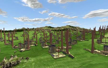 Dreidimensionale Landschaftsszene aus 3D-CAD-Daten