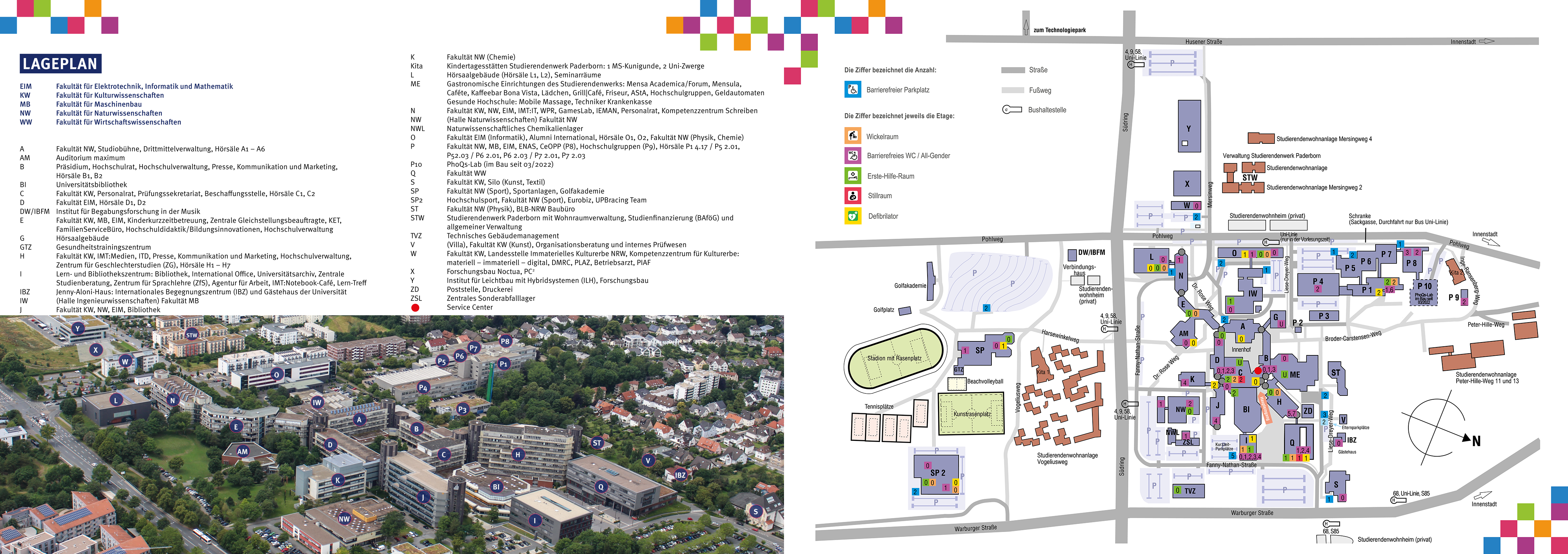 Lageplan der Universität Paderborn (Stand: Mai 2022), Link auf großes Bild