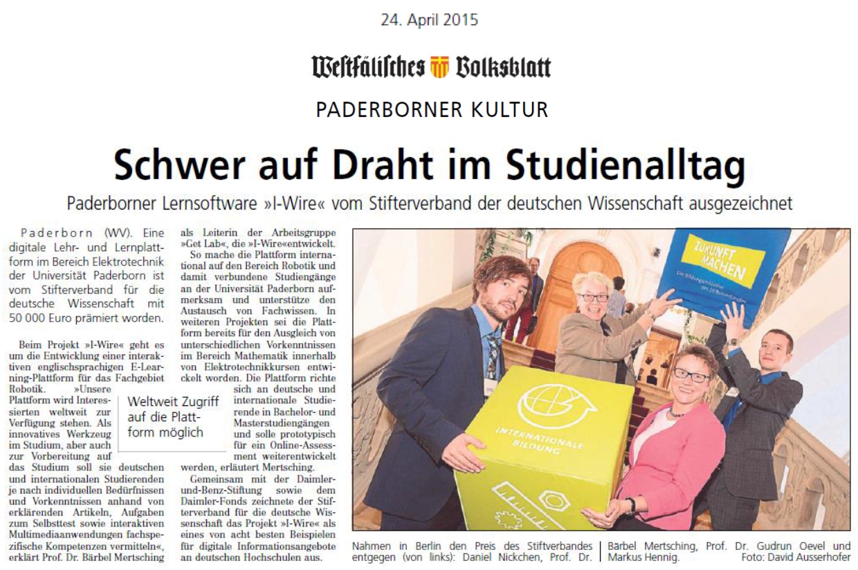 Artikel im Westfälischen Volksblatt